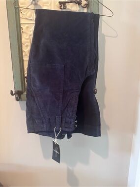 Flamingals Navy Corduroy Split Hem Pants Size Large NWT